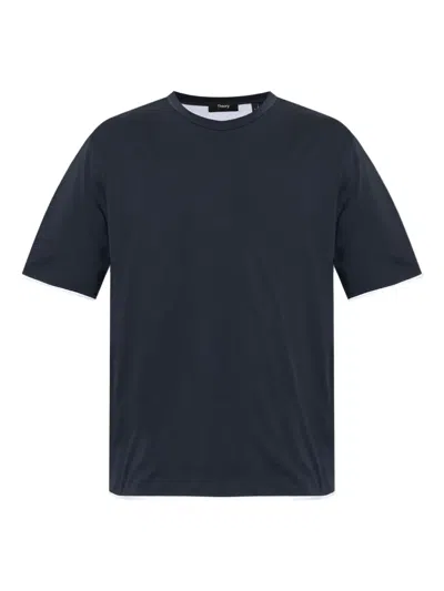 Theory Contrasting-trim T-shirt In Blue