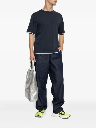 Theory Contrasting-trim T-shirt In Blue