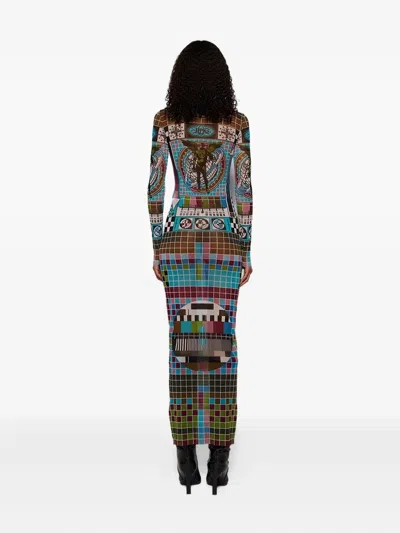 Jean Paul Gaultier Mire-printed Mesh Dress In Blue
