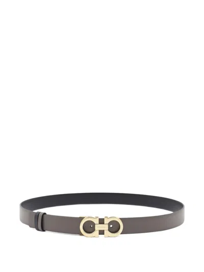 Ferragamo Adjustable Reversible Belt Gold-tone Buckle In Brown