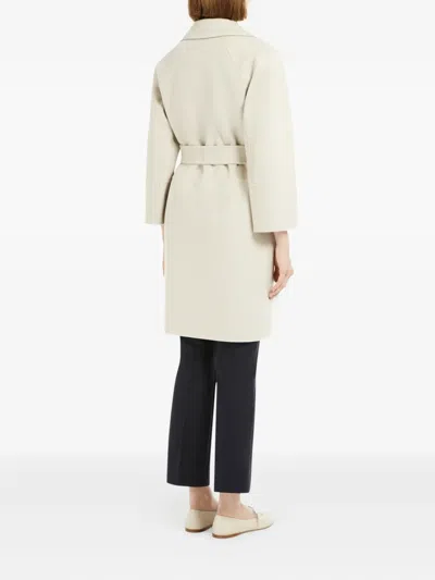 S Max Mara Messi Belted Virgin Wool Coat In White