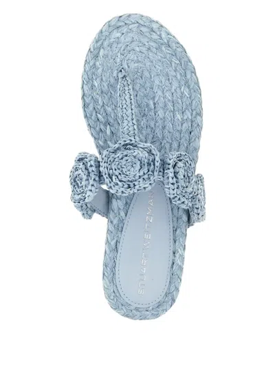 Stuart Weitzman Slide Sandals "tresse Magnolia" In Blue