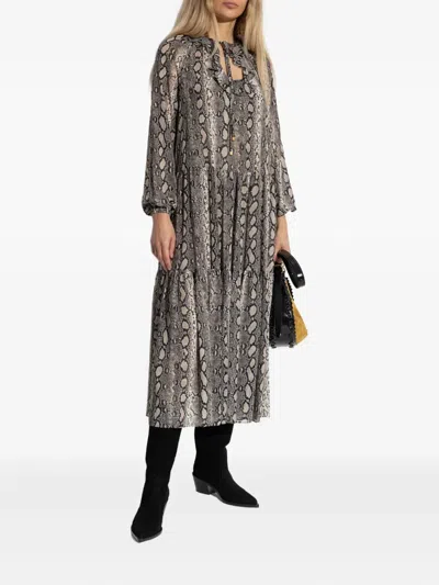Michael Michael Kors Snakeskin-print Midi Dress In Gray