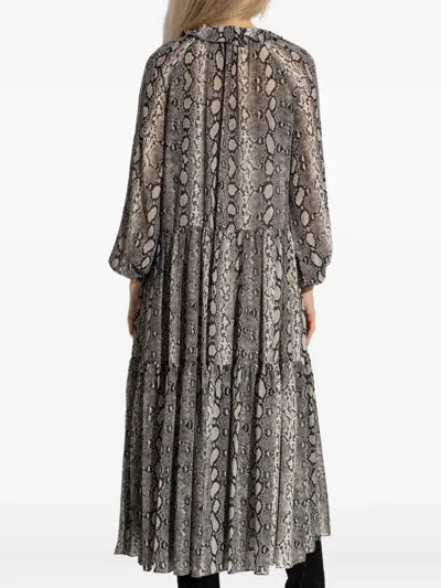 Michael Michael Kors Snakeskin-print Midi Dress In Gray