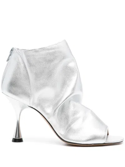 Marc Ellis 85mm Leather Ankle Boots In White