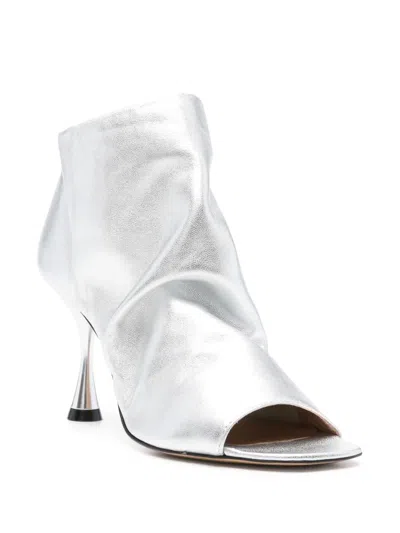 Marc Ellis 85mm Leather Ankle Boots In White