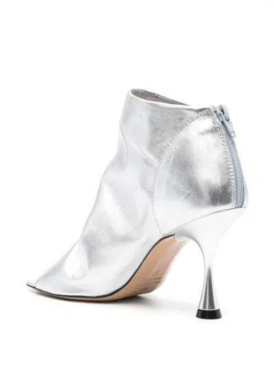 Marc Ellis 85mm Leather Ankle Boots In White