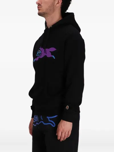Icecream Black Running Dog Popover Hoodie In Black