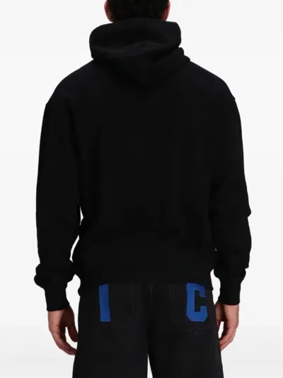 Icecream Black Running Dog Popover Hoodie In Black