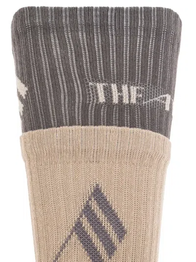 Attico Ribbed Cuff Mid-calf Length Contrast Design Socks In Neutral