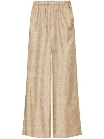 Max Mara Domizia Printed Silk Pants In Gold