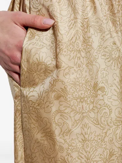 Max Mara Domizia Printed Silk Pants In Gold