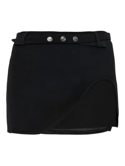 Attico Wrap-style Mini Skirt With Sheer Mesh Detailing In Black