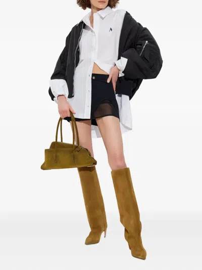 Attico Wrap-style Mini Skirt With Sheer Mesh Detailing In Black