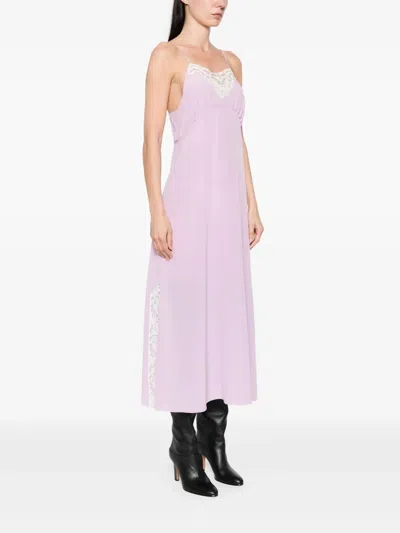 Chloé Lace-trimmed Organic Silk Crepe De Chine Maxi Dress In Purple