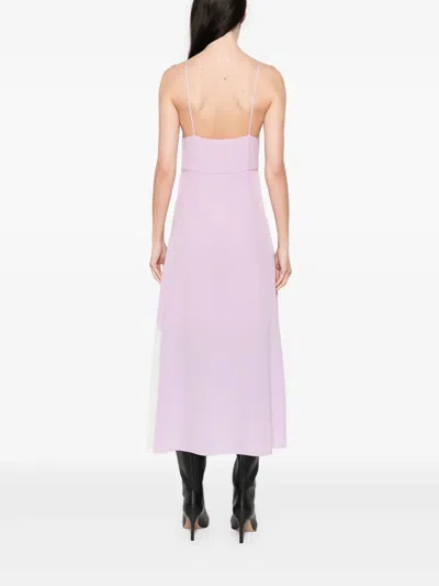 Chloé Lace-trimmed Organic Silk Crepe De Chine Maxi Dress In Purple