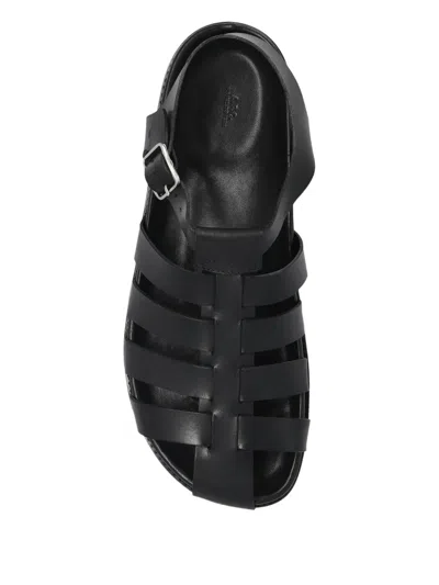 Apc Fisherman H Leather Sandals In Black