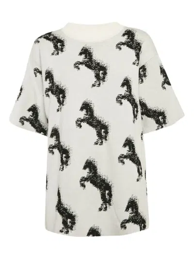 Pre-owned Stella Mccartney Horse-jacquard Jumper In White