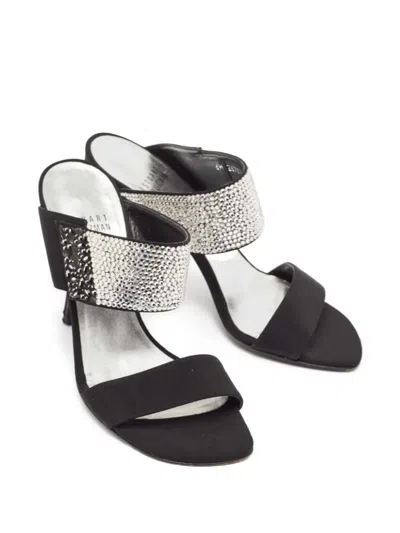 Pre-owned Stuart Weitzman  100mm Rhinestone-embellished Sandals In Black
