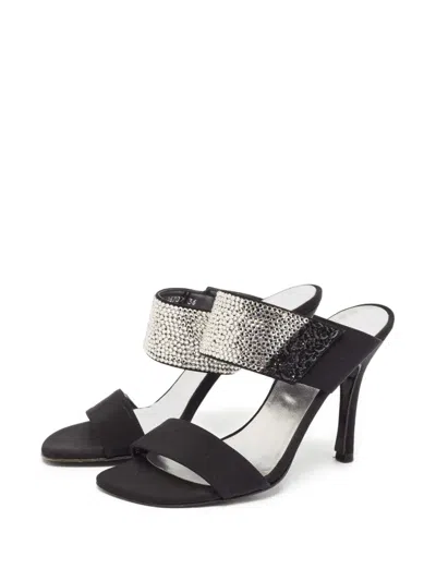 Pre-owned Stuart Weitzman  100mm Rhinestone-embellished Sandals In Black