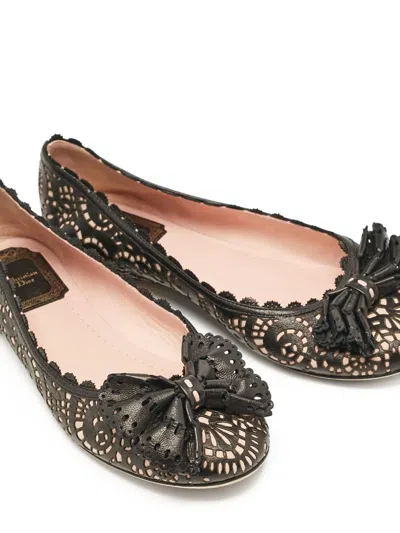 Pre-owned Dior Caprice Ballet Flats In Black