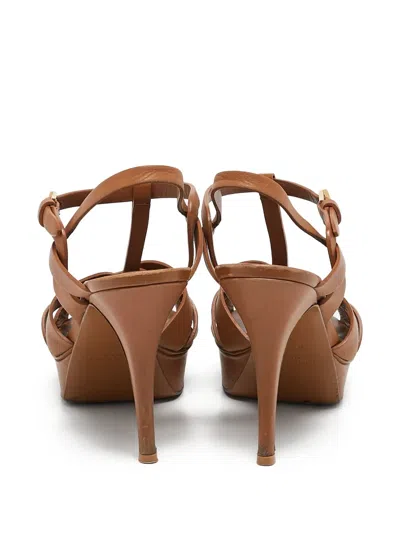 Pre-owned Saint Laurent 145mm Leather Sandals In Brown