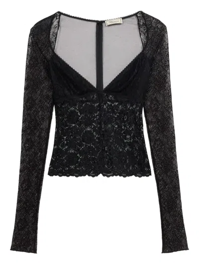 Blumarine Lace-bodice Top In Black