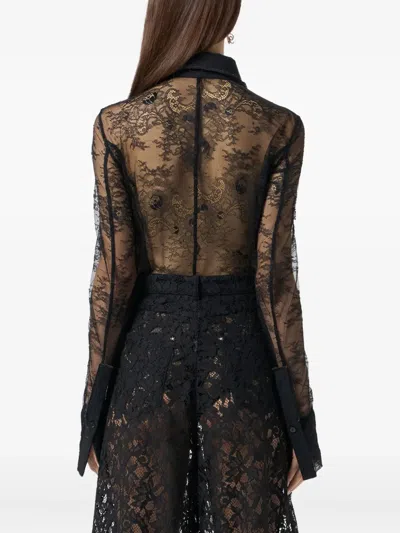 Blumarine Lace-panelled Shirt Bodysuit In Black