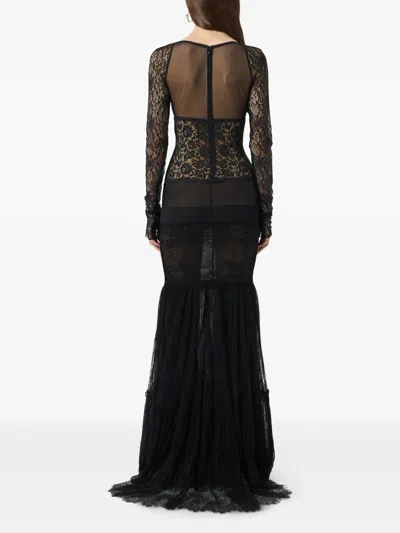 Blumarine Lace-panelled Gown In Black