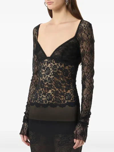 Blumarine Lace-panelled Gown In Black