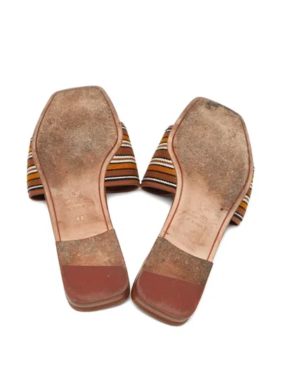 Pre-owned Loro Piana 2024 Striped-canvas Slides