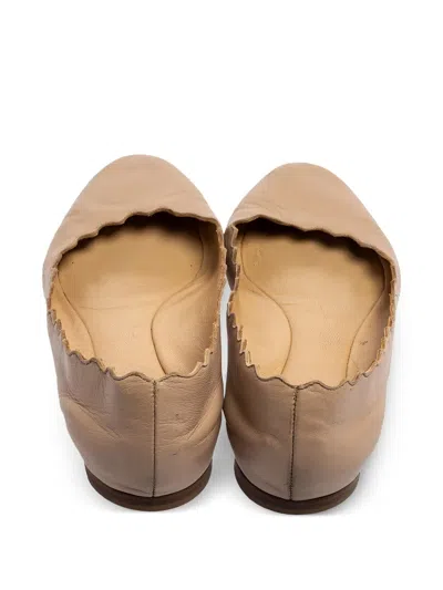 Pre-owned Chloé Lauren Scalloped-trim Ballet Flats In Pink