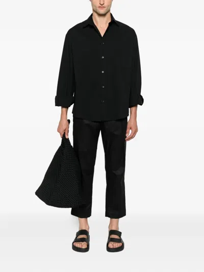 Rhun Pleated Turn-up Trousers In Black