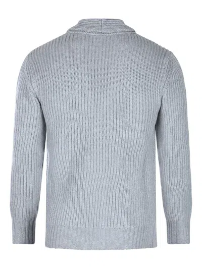 Eleventy Ribbed Texture Shawl Collar Long Sleeves In Gray
