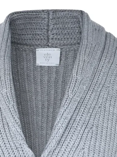 Eleventy Ribbed Texture Shawl Collar Long Sleeves In Gray