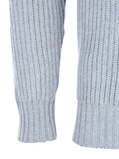 Eleventy Ribbed Texture Shawl Collar Long Sleeves In Gray