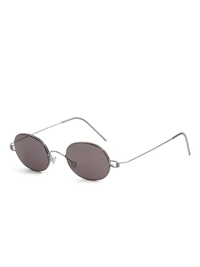Lindberg Oval-frame Sunglasses In Brown