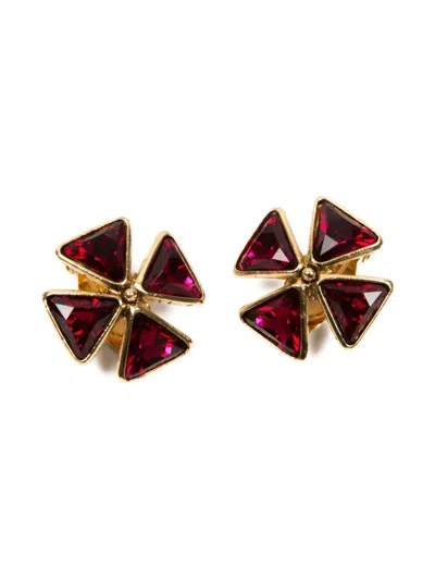 Pre-owned Saint Laurent 1990s Cross Crystal-embellished Earrings