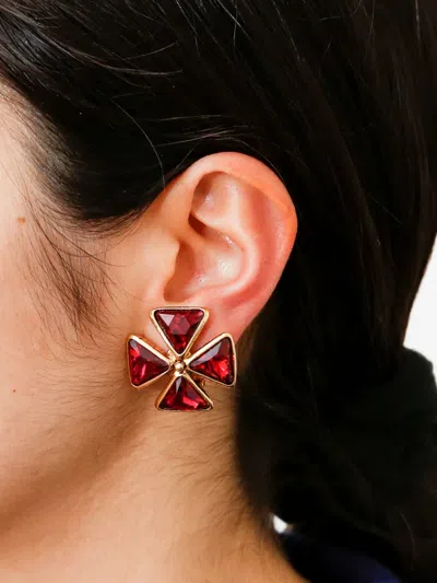 Pre-owned Saint Laurent 1990s Cross Crystal-embellished Earrings
