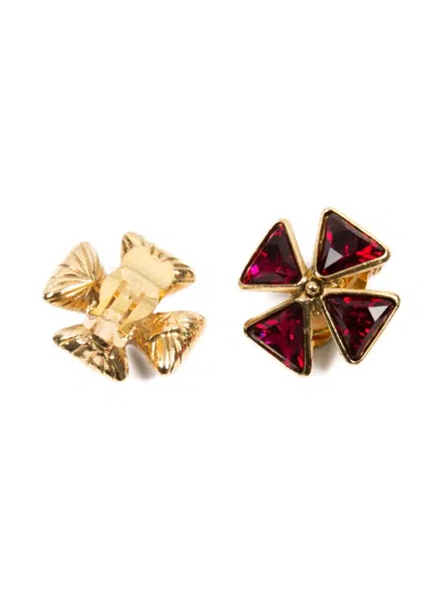 Pre-owned Saint Laurent 1990s Cross Crystal-embellished Earrings