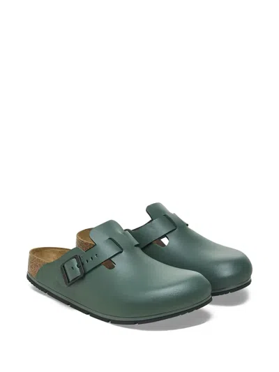 Birkenstock Boston Pro "leather-thyme" Mules In Green