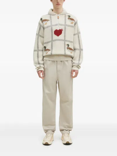 Human Made Intarsia-knit Half-zip Sweater In Neutral
