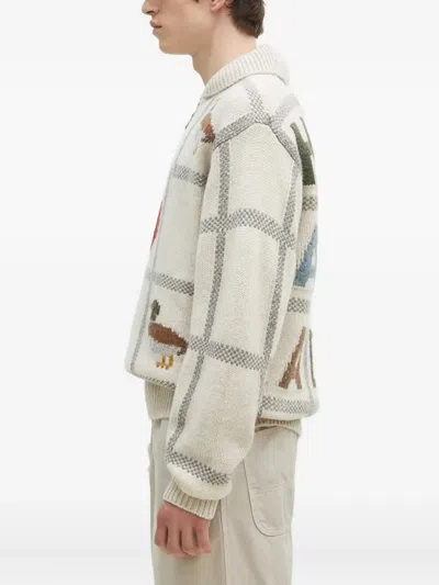 Human Made Intarsia-knit Half-zip Sweater In Neutral