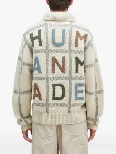 Human Made Intarsia-knit Half-zip Sweater In Neutral