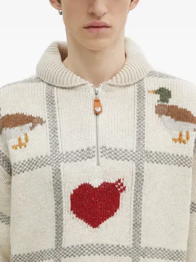 Human Made Intarsia-knit Half-zip Sweater In Neutral