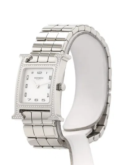 Pre-owned Hermes 2023 Heure H 21mm In White