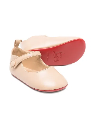 Christian Louboutin Leather Mary Jane Ballerinas In Pink