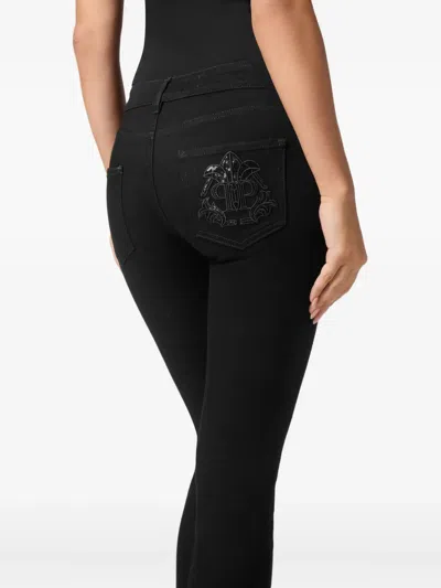 Philipp Plein Logo-embellished Jeans In Black