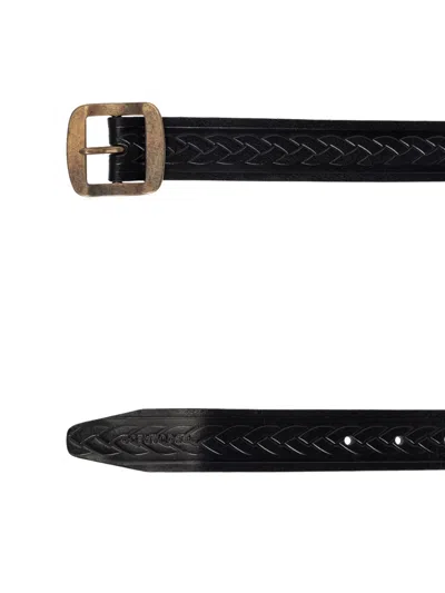 Dsquared2 Braided Leather Belt In Black