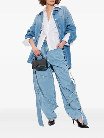 Attico Asymmetric-hem Denim Shirt In Blue